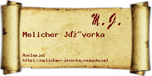 Melicher Jávorka névjegykártya